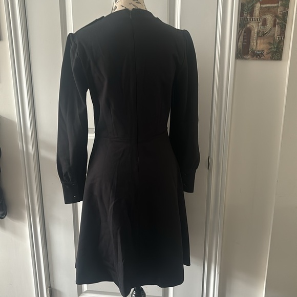 Ann Taylor Button Trim Ponte Flare Dress Black Women's - Picture 5 of 7